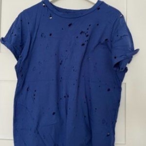 Michael Lauren Cobalt Blue T Shirt with Holes Size Medium